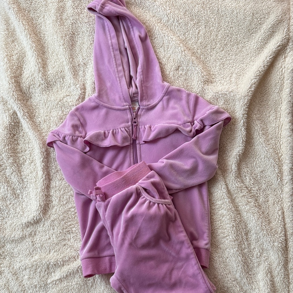 Purple Hooded Tracksuit with Ruffle Detail